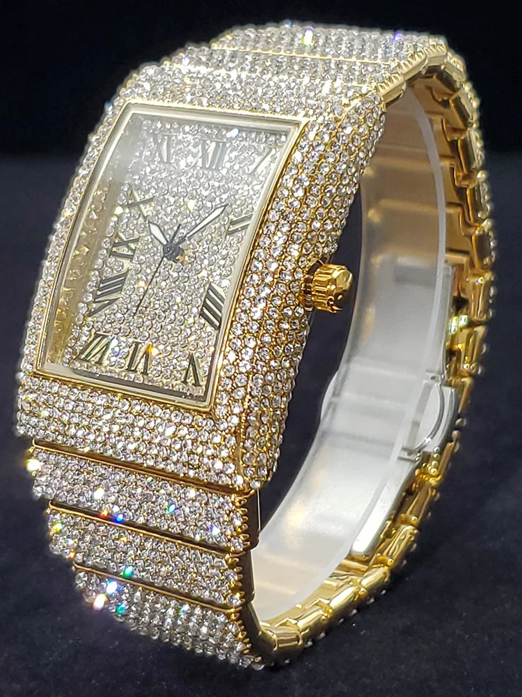 Gold-Tone Premium Rectangle Dial Watch — Gold | KIMLUD