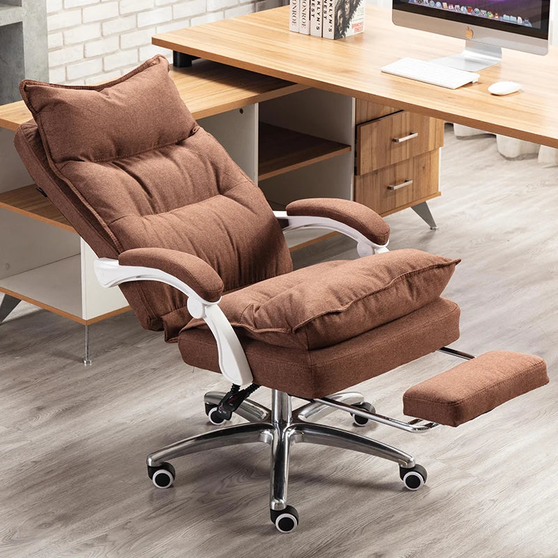 Linen Upholstered Executive Chair With 360 Degree Swivel And Lockable Wheels — Black | KIMLUD