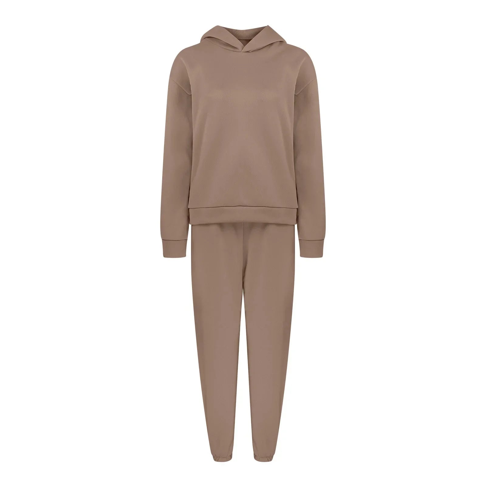 Fleece Tracksuit Two-Piece Hooded Set — Black | KIMLUD