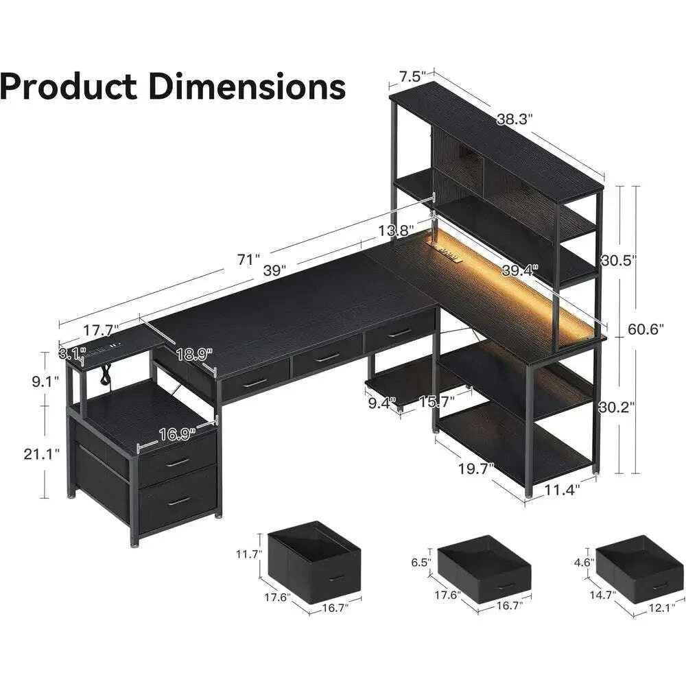 71-l-shaped-desk-with-5-drawers-led-lit-reversible-gaming-desk-2-outlets-black-home-office-desk-with-storage，customizedkimludkimlud-35570816