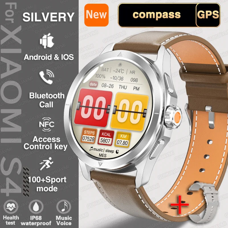 New S4 Ultra Outdoor Sports Men Watches HD AMOLED Display GPS Track Altimeter Heart Rate Bluetooth Call Waterproof Smart Watch