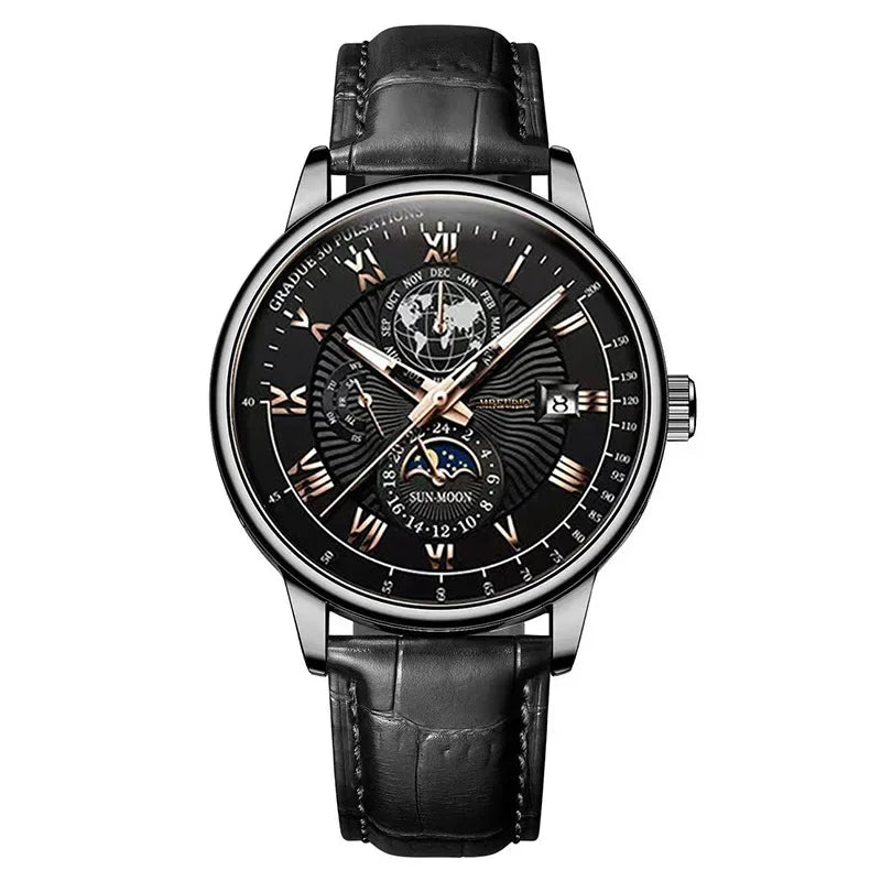 Fashion Luxury Wristwatch For Men Luminous Chronograph Date Man Watch Leather Men's Quartz Watches Sports Male Clock