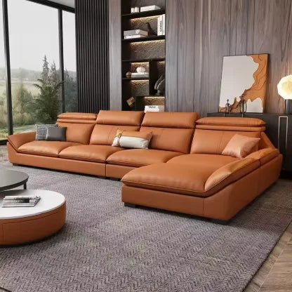 Luxurious Microfiber L-Shaped Sofa — Gray | KIMLUD