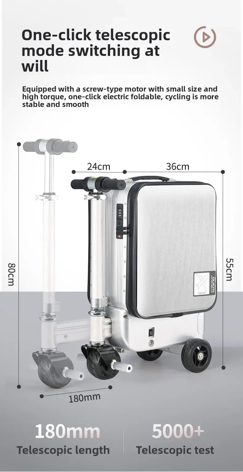 Electric Suitcase Scooter 20 Inch Front-Open — Silver | KIMLUD