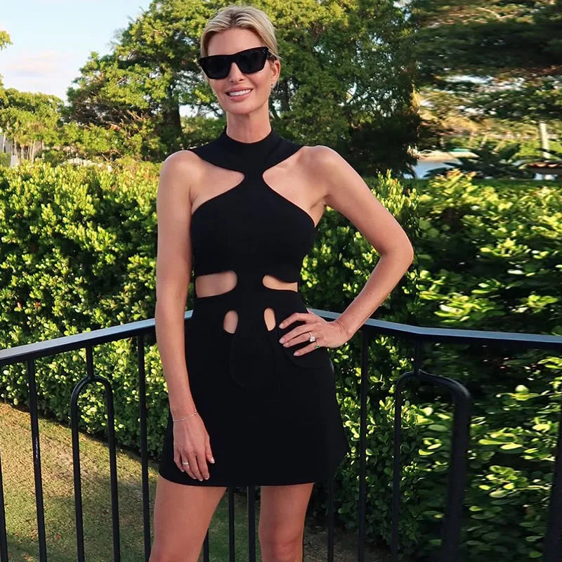 Elegant Halter Women's Dress Sleeveless Hollow Out Hip Package Lady Mini Dresses 2026 Spring Summer Chic Female Robe Holiday