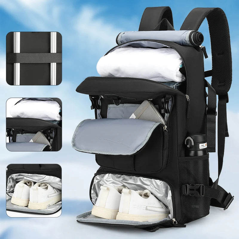 Large capacity men's backpack with high-end feel, travel backpack, sports outdoor luggage bag, mountain climbing bag, waterproof
