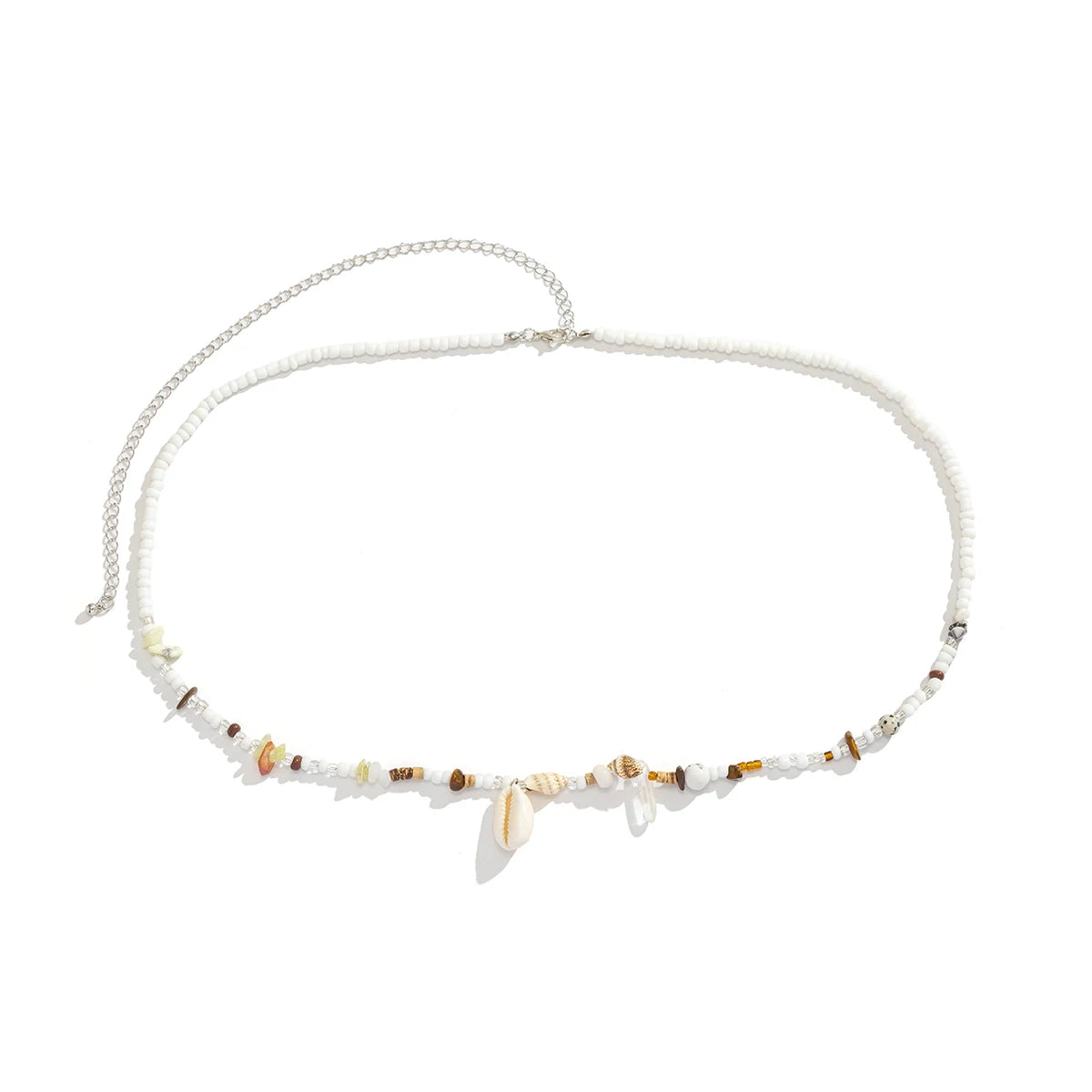 Boho Acrylic Shell Pendant Waist Chain Beaded — White | KIMLUD