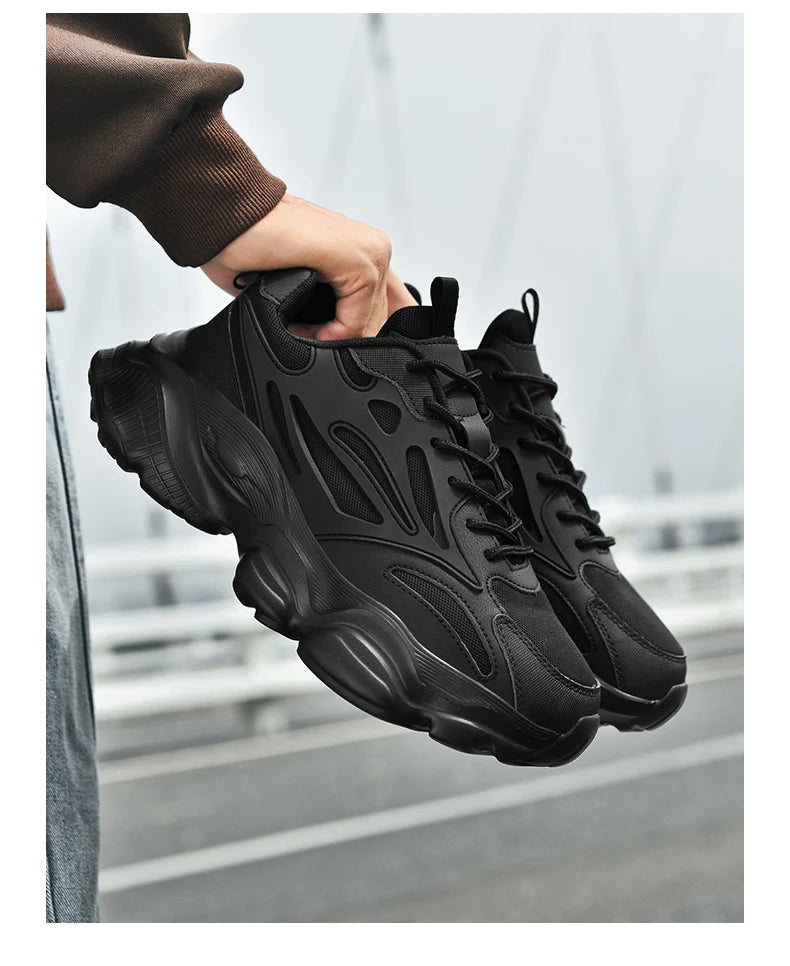 Air Mesh Platform Sneakers Casual Running Shoes — Black | KIMLUD