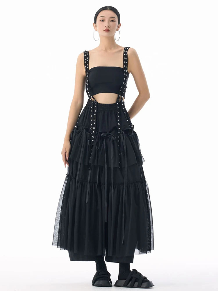 Midi Skirt - High Elastic Waist - Cotton Polyester - Coffee | KIMLUD