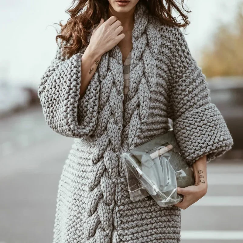 Crocheted Cardigan – Hand-Woven Tassels – Polyester Knit | KIMLUD