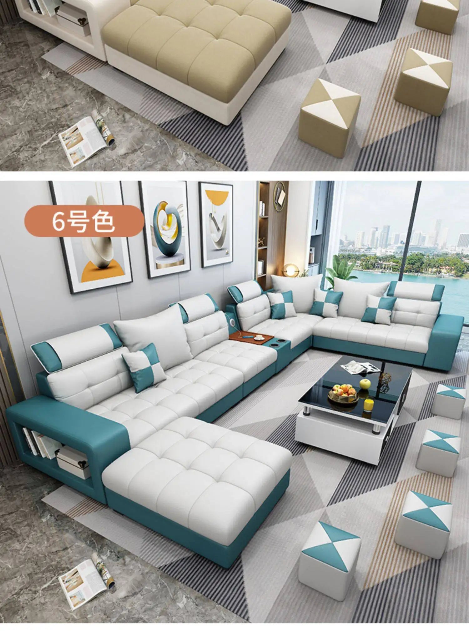 Latex Nano Three-Proof Fabric Sofa Modern Living Room — Slate Grey | KIMLUD