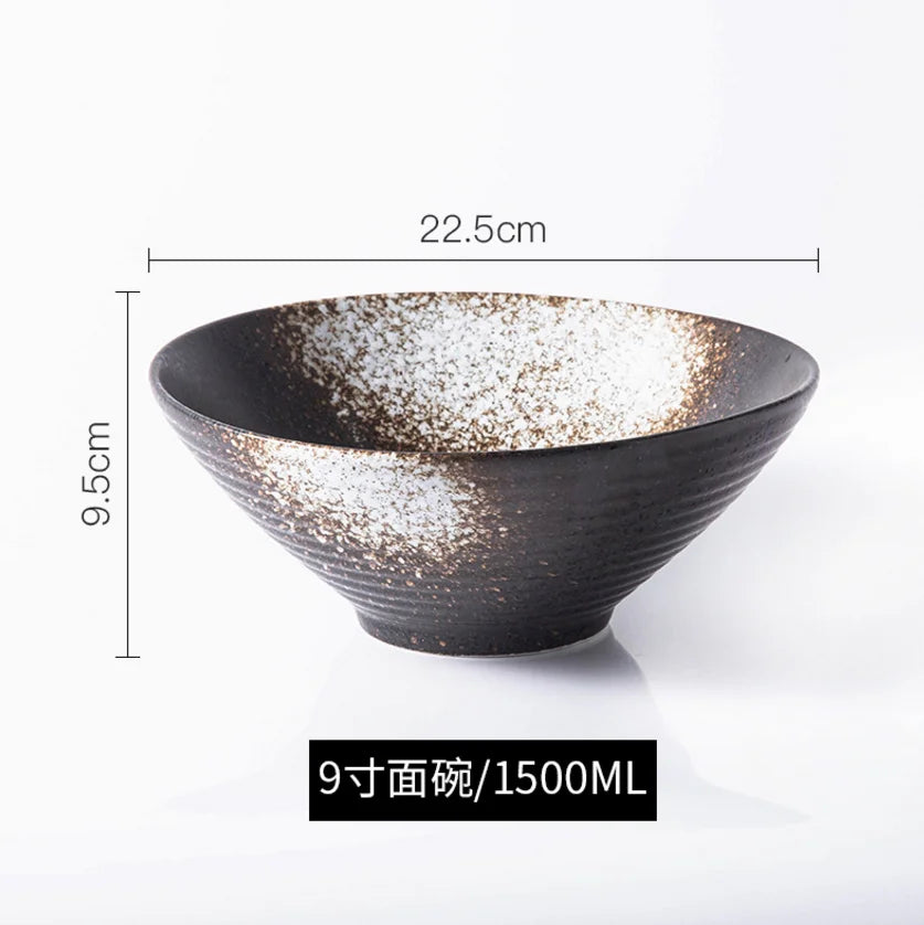 Porcelain Ramen Bowl Japanese Tableware — Deep Black | KIMLUD