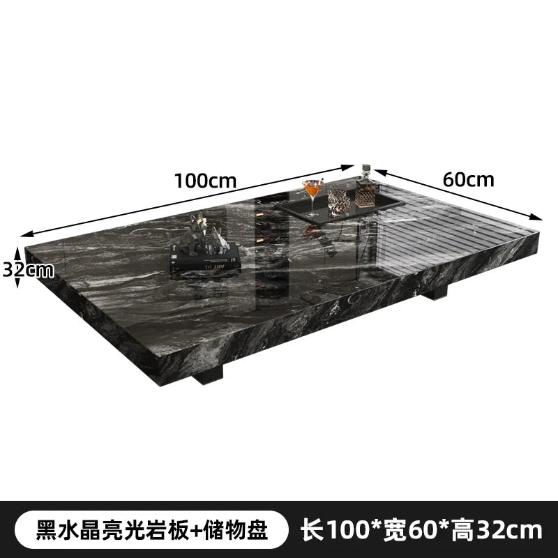 Rock Slab Coffee Table Rectangular Countertop — White | KIMLUD