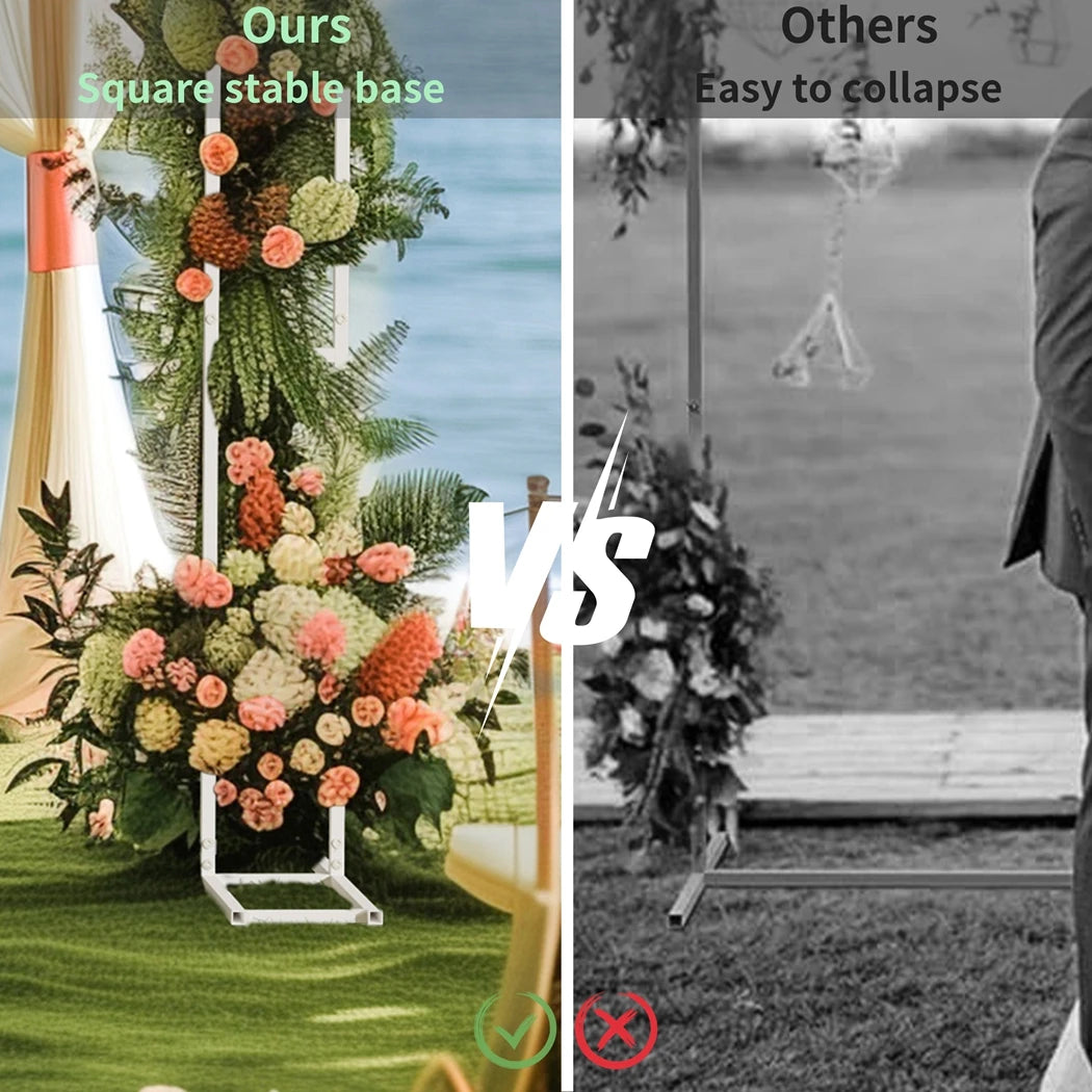 Square White Wedding Arch Metal Ceremony Party Floral Ballon Stand