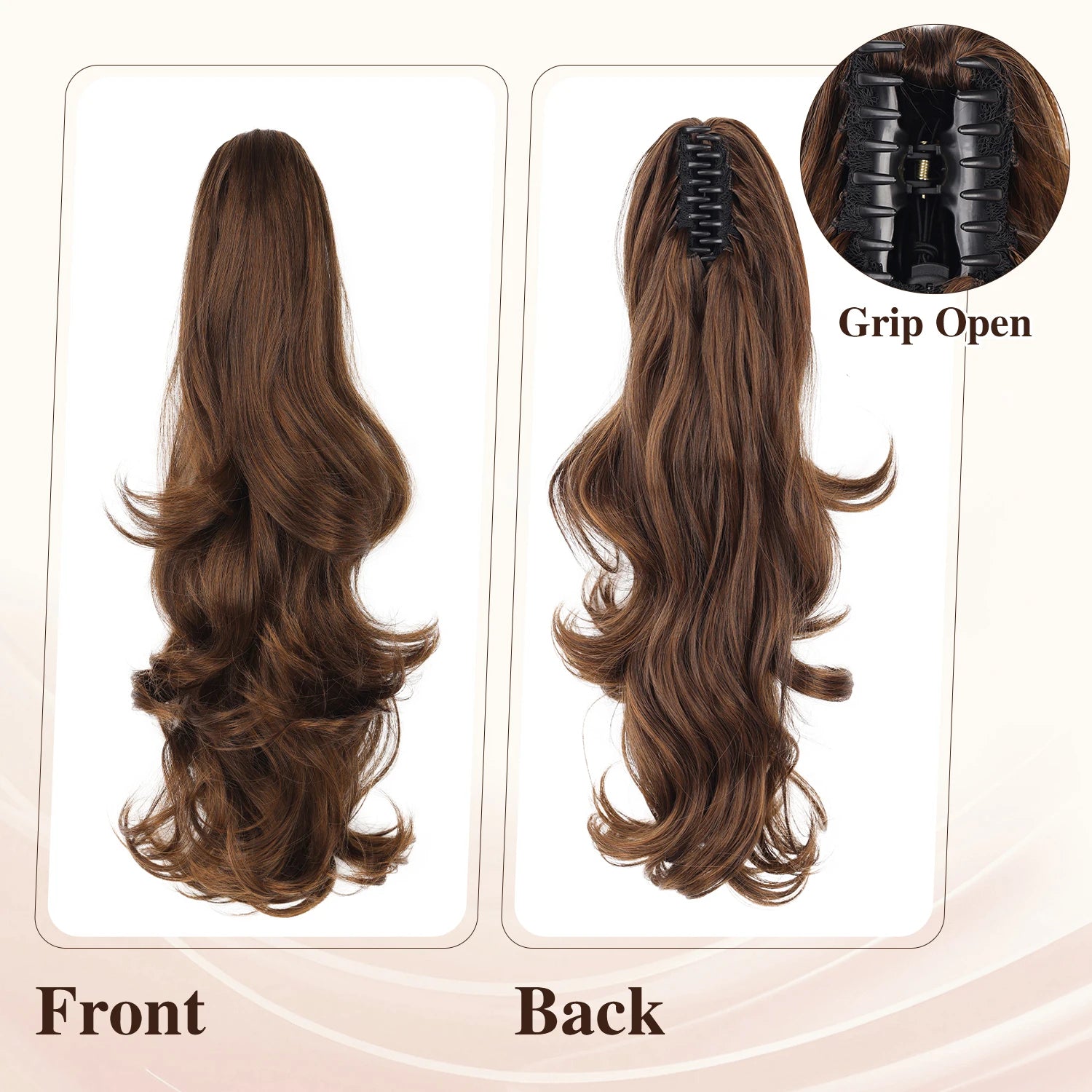 Synthetic Claw Ponytail Extensions 20inch Wavy Clip Claw Ponytail Hair for Women Ladies Daily Party Holiday