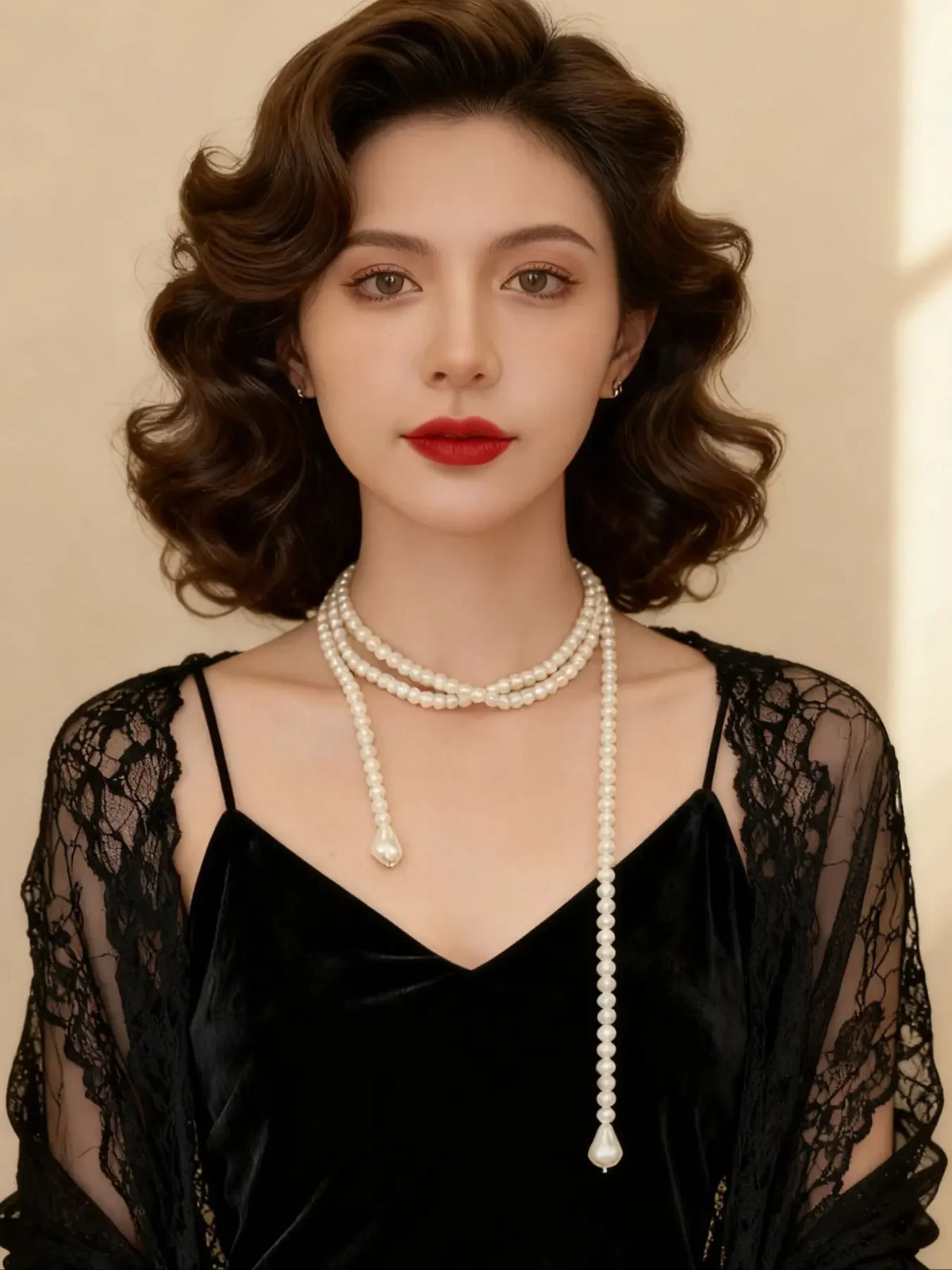 Pearl Necklace – Multilayer Imitation Pearl – Waterdrop Baroque Pendant | KIMLUD