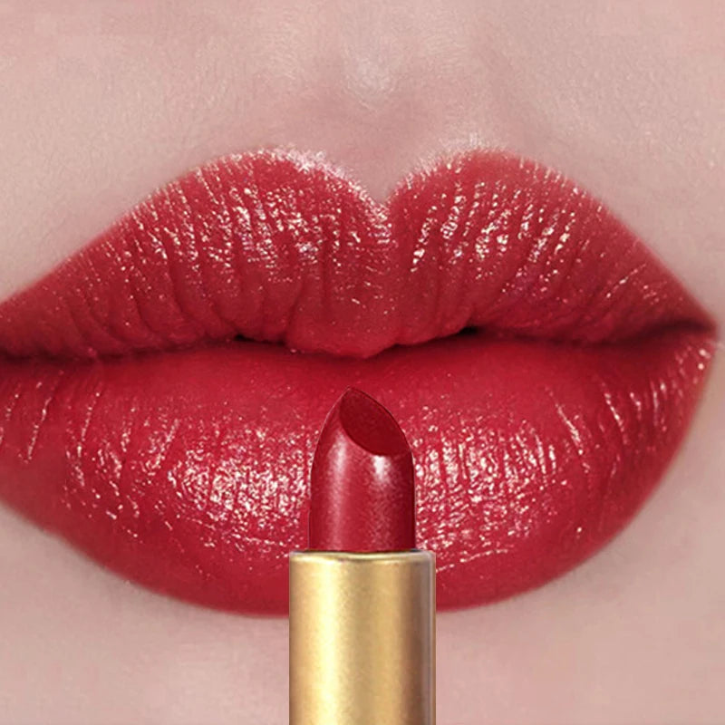 Shimmer Coral Metallic Lipstick Glitter Diamond Waterproof Lip Gloss High Pigment Shiny Sparkling Pearl Pink Lipstick Cosmetics