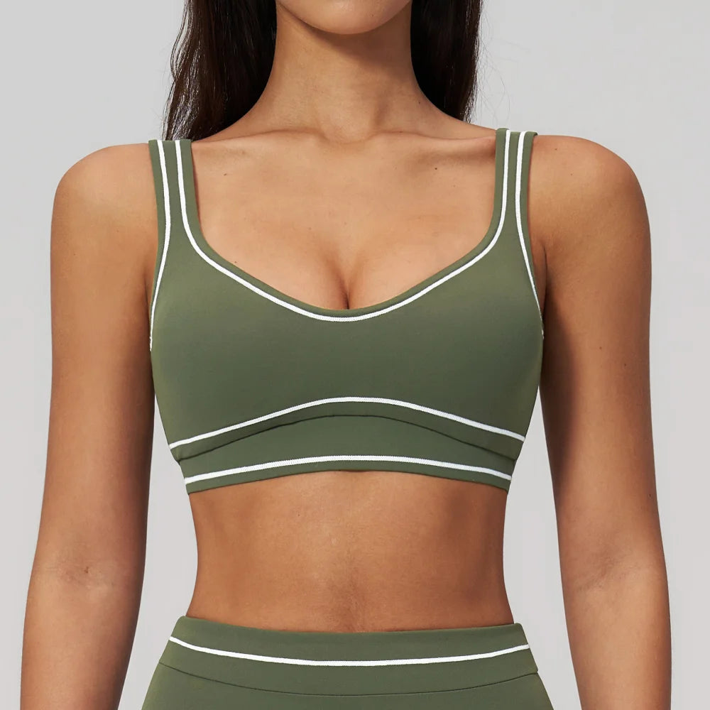 Knit Yoga Sports Bra Backless Breathable Elastic Support For Running And Workout — Mauve | KIMLUD