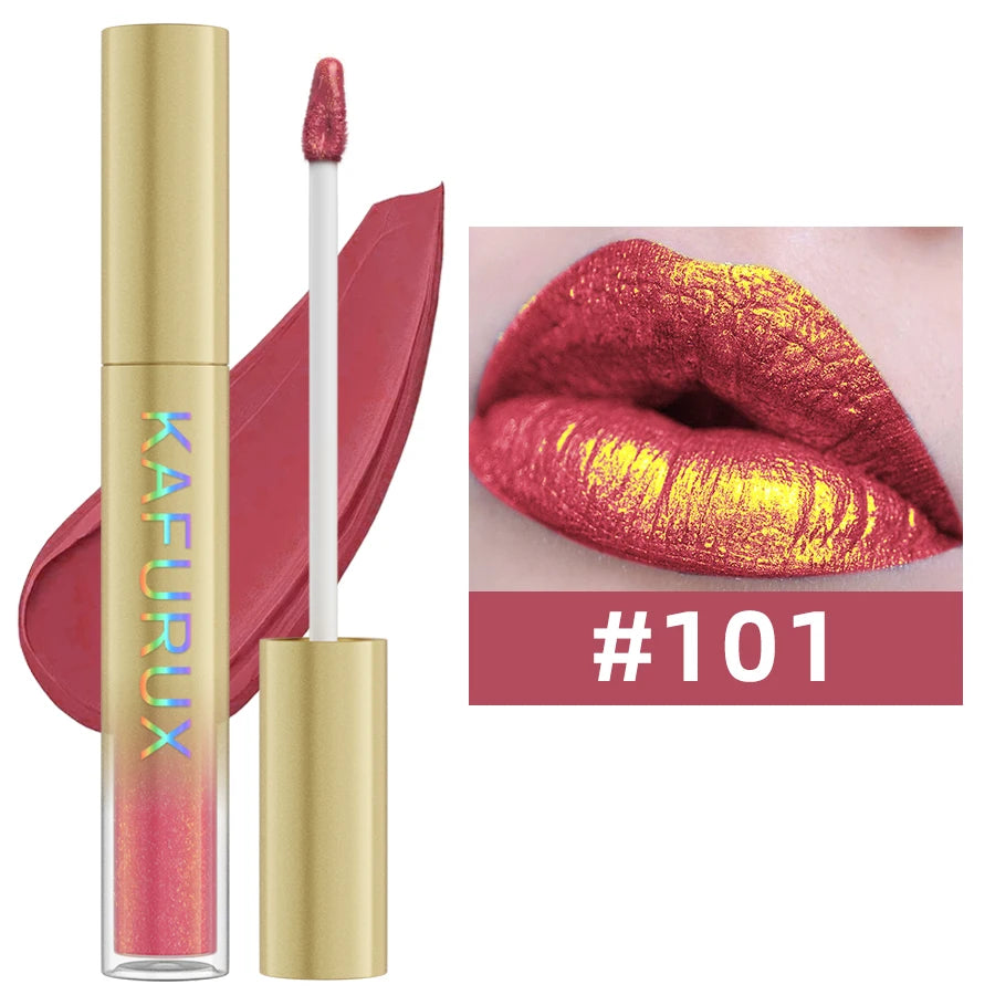 14 Colors Bold Intense Glitter Metallic Lip Gloss Pearlescent Lip Tint,Long Lasting Liquid Lipstick Makeup Gifts for Women Red