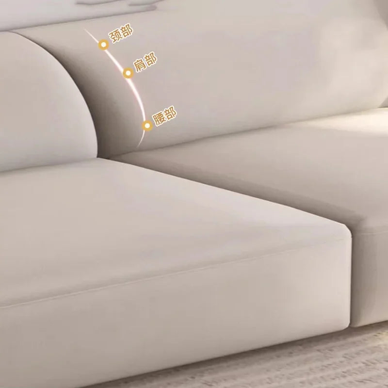 Fabric-Blend Upholstered Lounge Sofa Reclining — Ivory White | KIMLUD