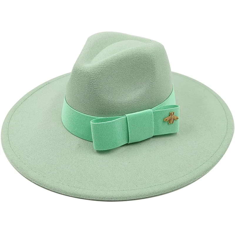 Low price wholesale Fedora hats Winter jazz monochrome bow elastic band men and women red jazz hats Fedora hats sombrero hombre - KIMLUD