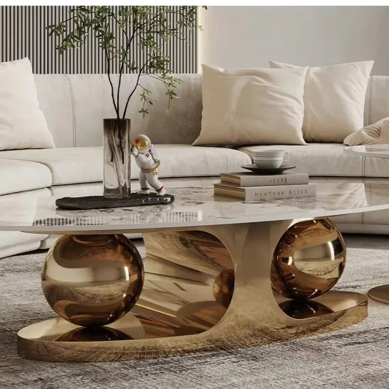 KIMLUD, Luxury Rock Plate Stainless Steel Living Room Furniture Simple Modern Designer Creative Coffee Table for Small, KIMLUD Womens Clothes
