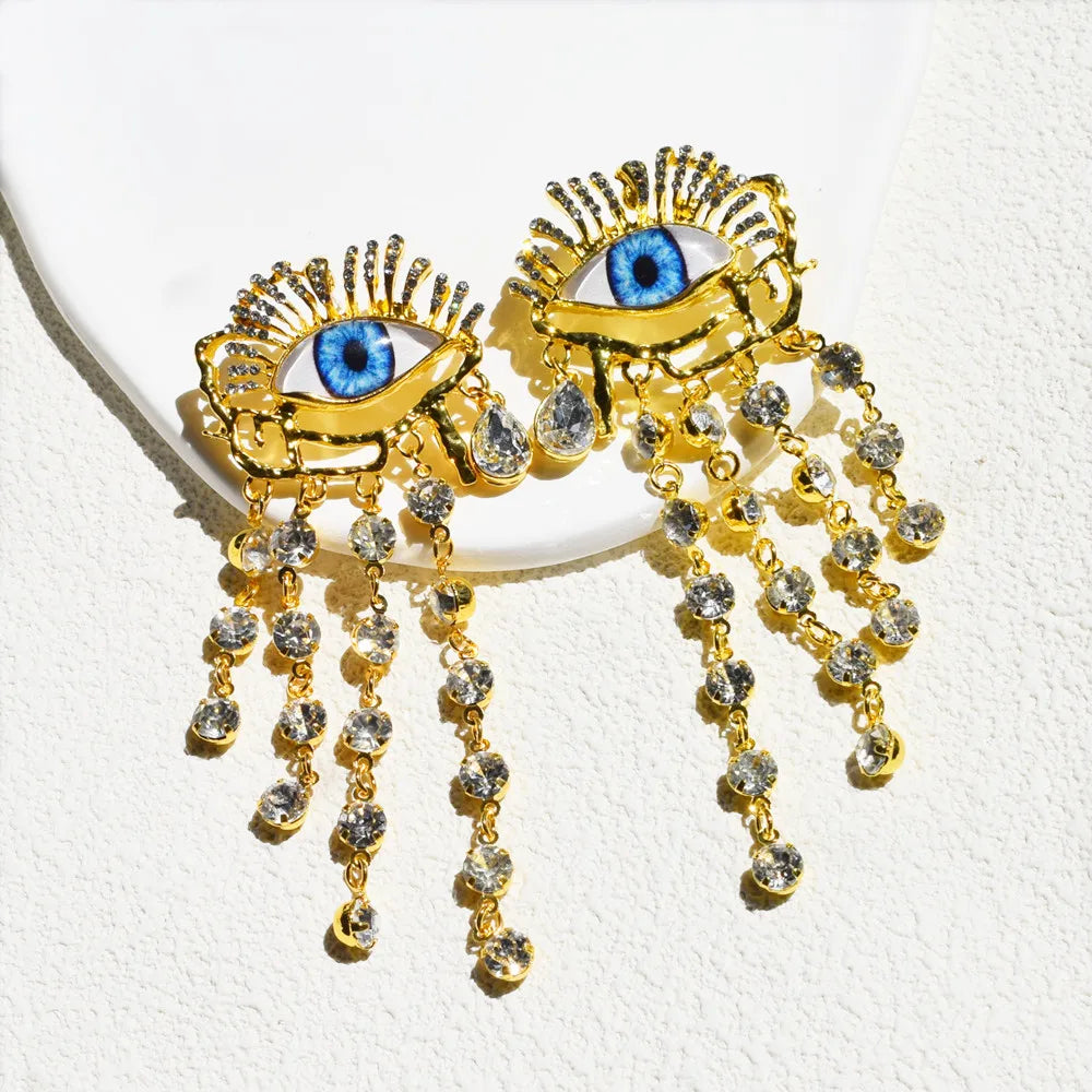 Baroque Tassel Dangle Earrings Metal Gold Plated — Gold | KIMLUD