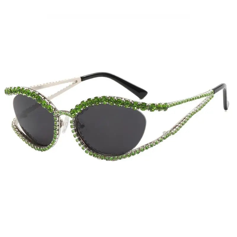 Diamond Hollow Sunglasses Concave Shape — Black | KIMLUD