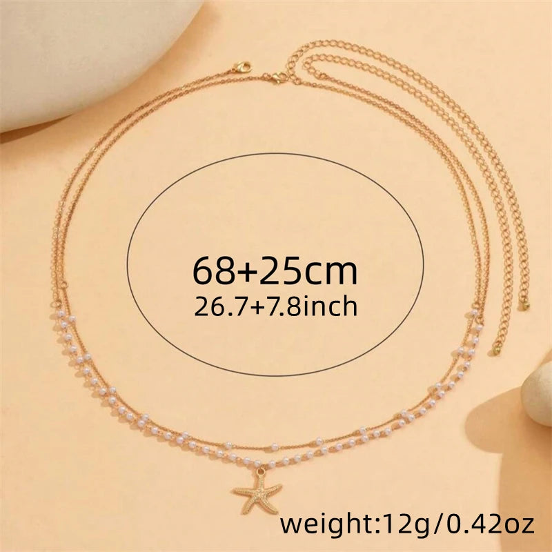 Pearl Chain Belly Chain Double Layer — White | KIMLUD