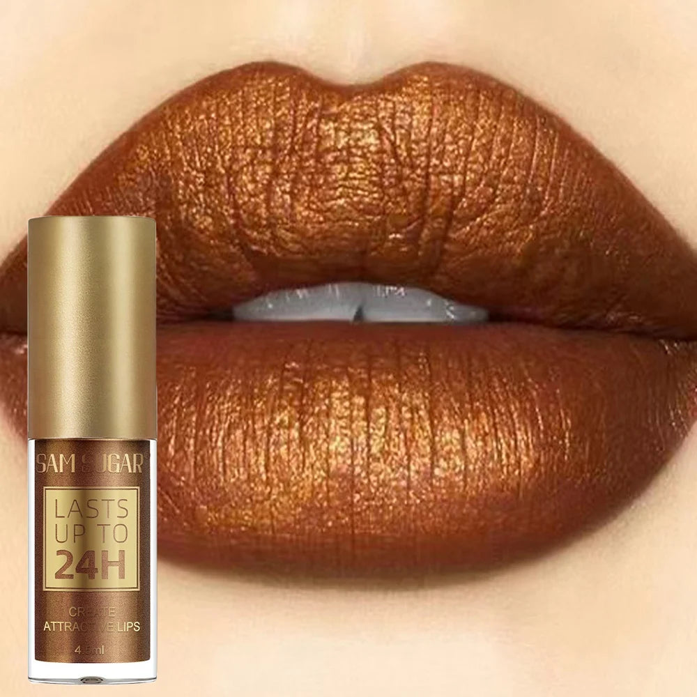 1PC Green Glitter Lip Glaze Waterproof Long Lasting Lip Gloss Bold & Intense Metallic Liquid Lipstick Pearlescent Tint Makeup