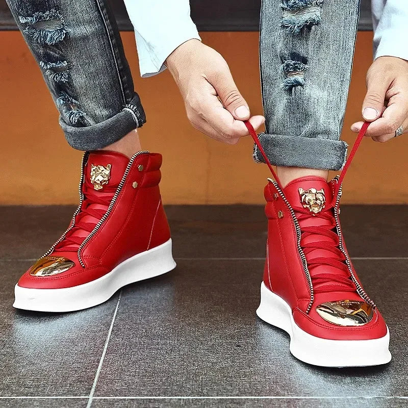 KIMLUD, High Top Casual Shoes Men Sneakers 2024 Fashion Skateboard Shoes Leopard Platform Shoe Sport Training Shoes Men's Ankle Boots, KIMLUD Womens Clothes