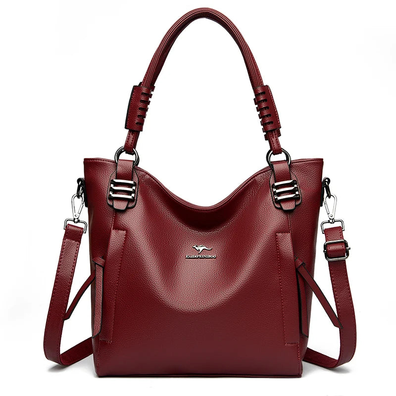 PU Leather Tote Bag Large Capacity — Soft Ivory | KIMLUD