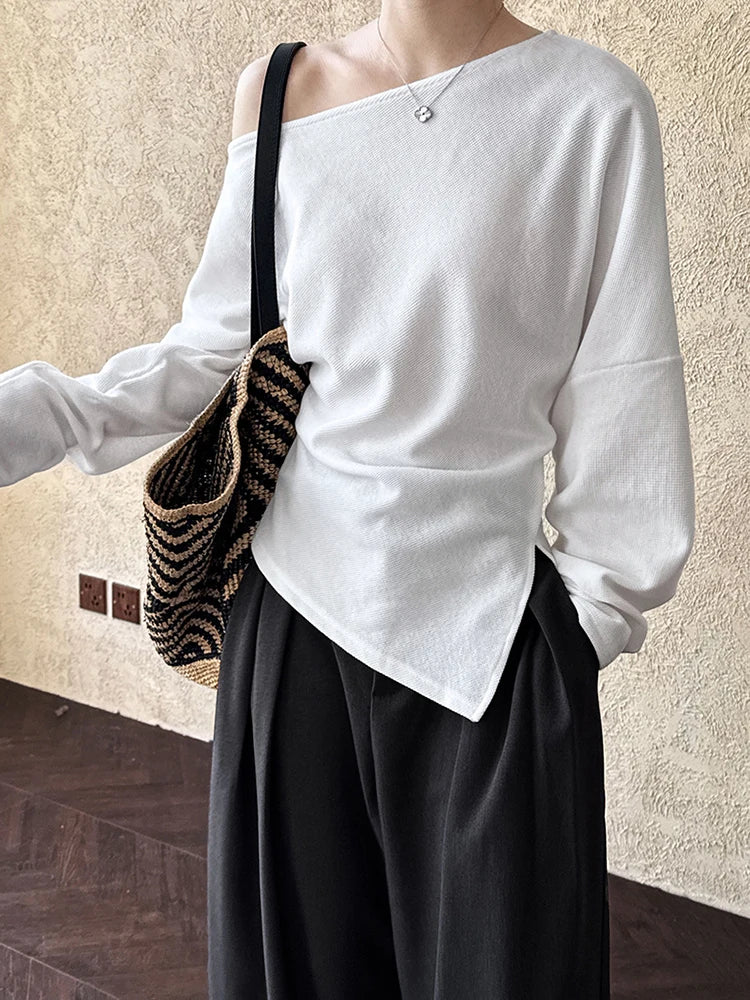 Sweatshirt – Irregular Pleated – Jersey – Black | KIMLUD
