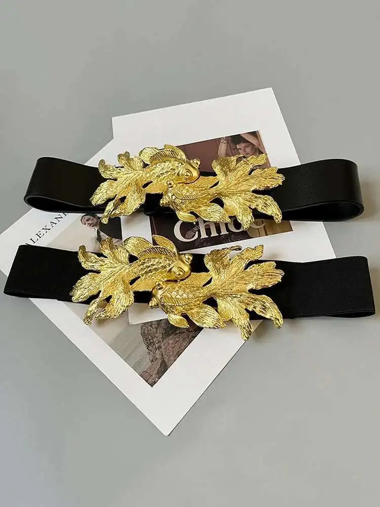 Belt – Goldfish Buckle Design – PU Metal – Adjustable | KIMLUD