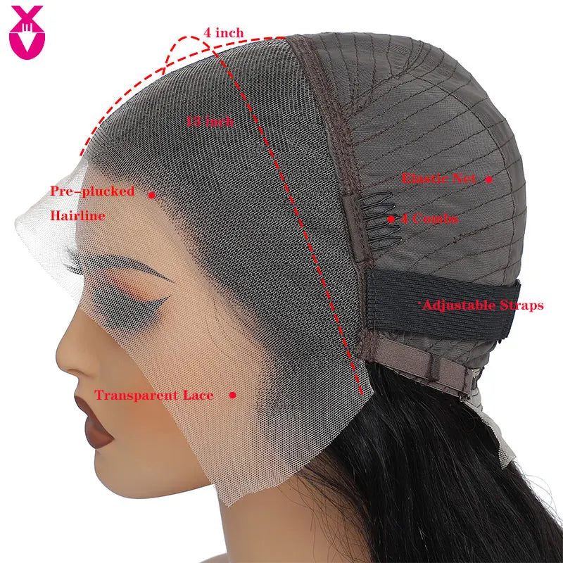 Lace Front Wig – Deep Wave 250 Density – Virgin Human Hair – Transparent | KIMLUD