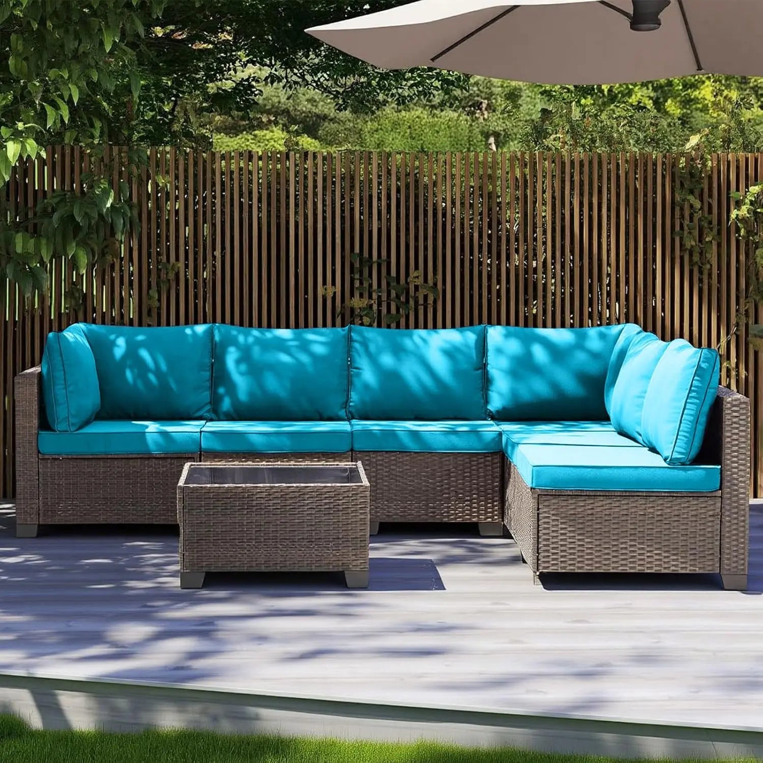 All-Weather Rattan Outdoor Sofa Set — Brown | KIMLUD