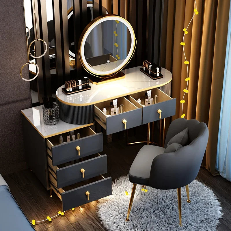 European Modern Vanity Table Storage Brass Hardware — Deep Blue-Dust | KIMLUD