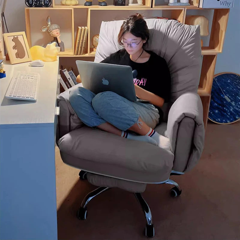 Mesh Minimalist Office Chair With Footrest — Black | KIMLUD