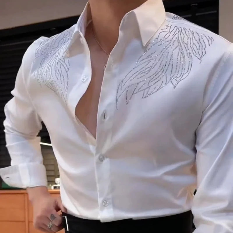 Men's Polo Neck Long Sleeve Shirt – Solid – Polyester | KIMLUD