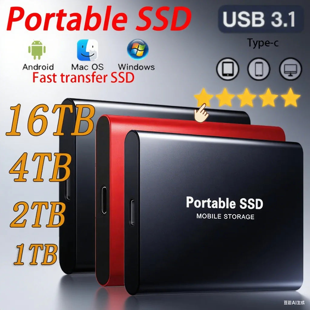 Portable External Hard Drive 1TB 2TB High-Speed SSD Fast Transfer Mini Solid Hard Disk Storage for Laptop Desktop MAC 2025 New