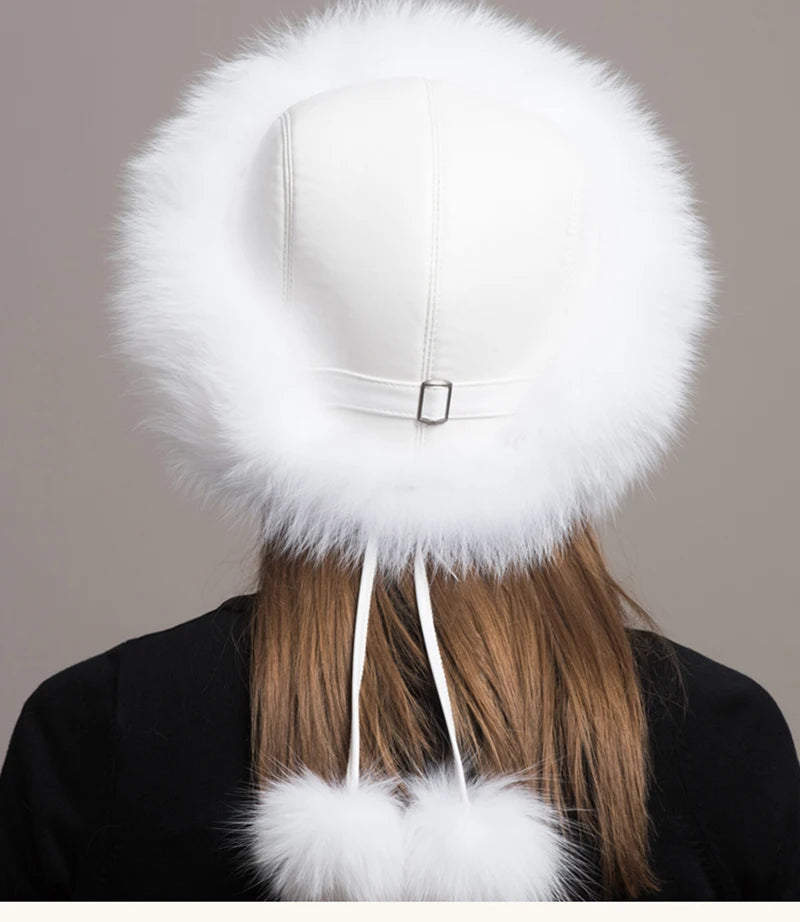 Fox Fur Hat – Real Fox Fur – Winter Warm Cap For Women | KIMLUD