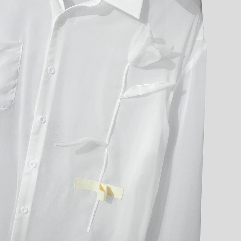 Mesh Patchwork Shirt Oversized Unisex — White | KIMLUD