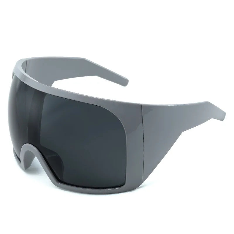 Oversized Shield Sunglasses Wrap Anti Wind UV400 — Black | KIMLUD