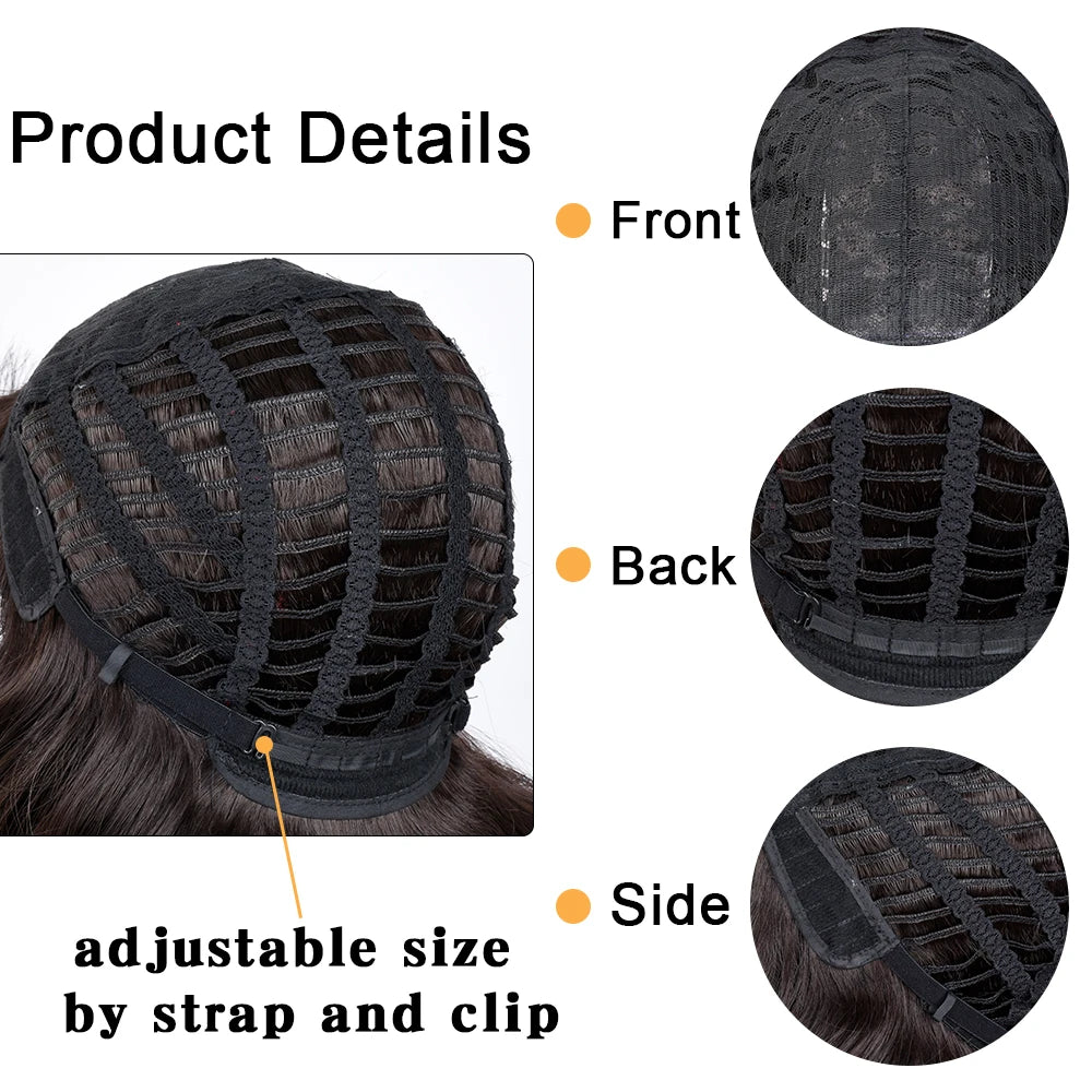 Afro Kinky Curly Hair Wigs With Bangs — Natural Brown Mixed | KIMLUD