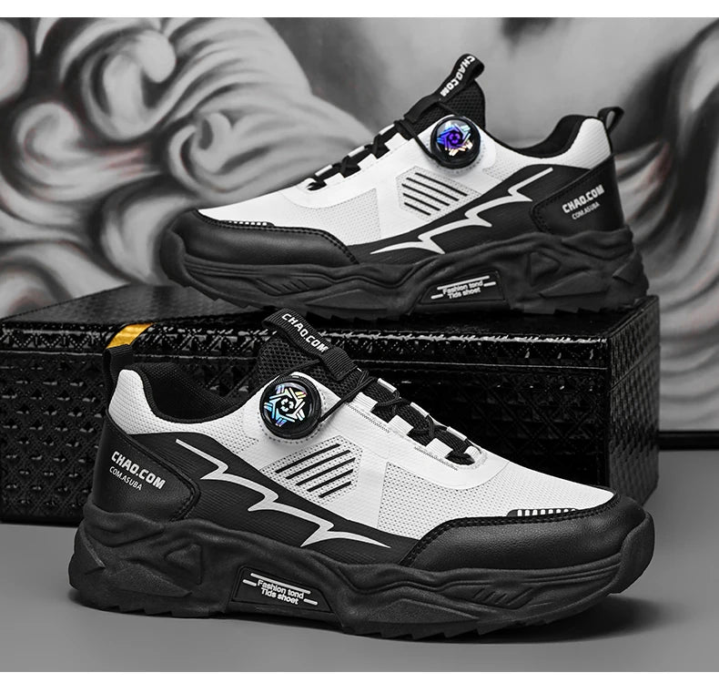Breathable Korean Sneakers Rotating Laces — Black | KIMLUD