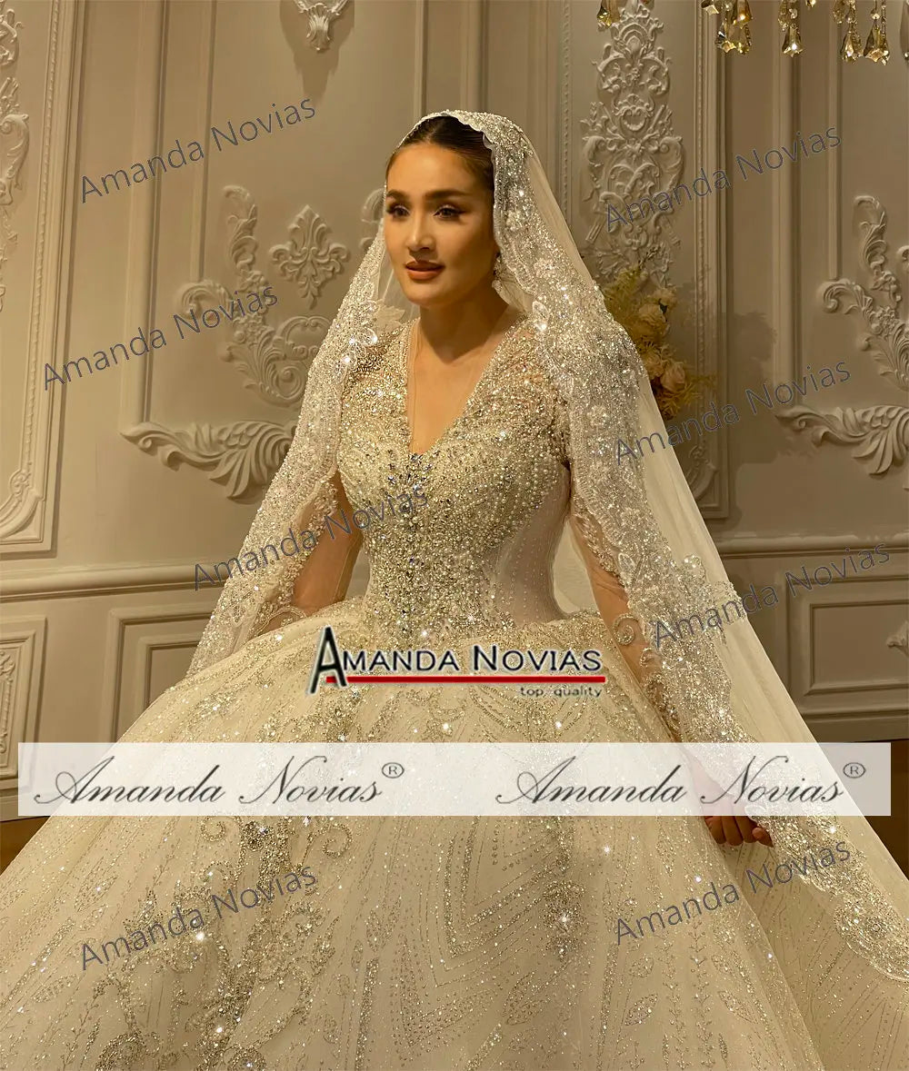 Customized NS4976 Beautiful V-neckline Beading Wedding Dress 2026 New Design Real Photo