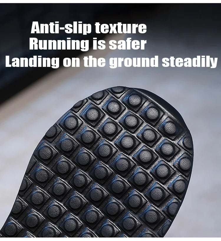 Leather Running Shoes Anti-Slip Waterproof — Black | KIMLUD