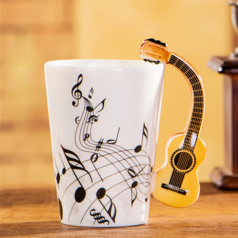Porcelain Guitar Mug Music Inspired — White | KIMLUD