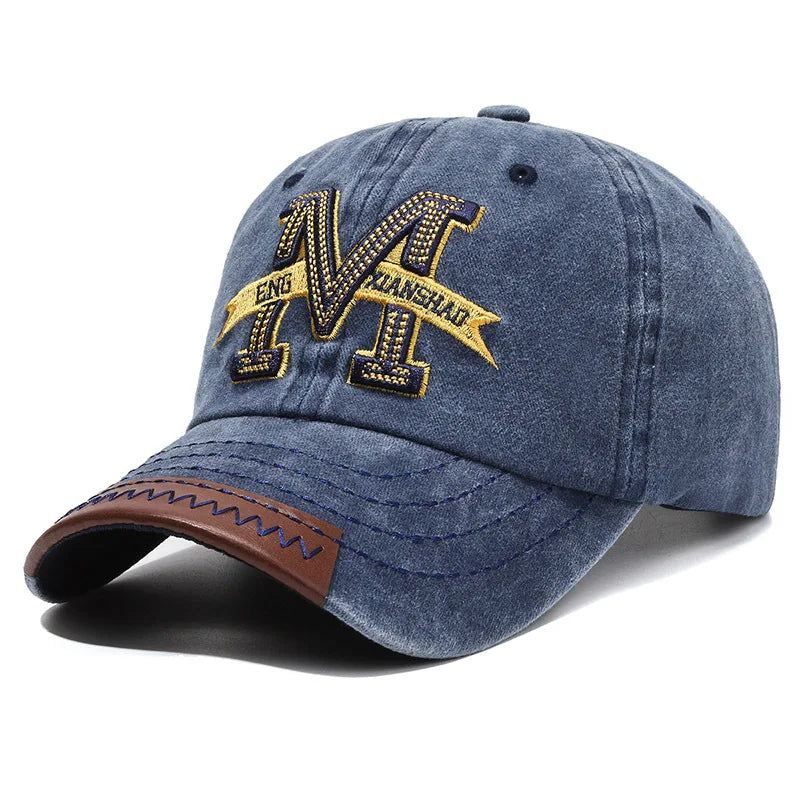 Hot Sale Unisex Baseball Cap M Letter Embroidery Dad Hat Women Men Outdoor Washed Cotton Cap
