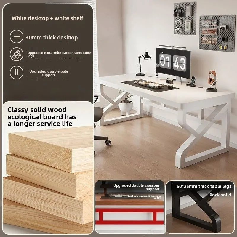 Heavy Duty 30MM Thick Solid Wood Computer Desk Ergonomic Office Desk Study Table Home Office Furniture Writing Desk Gaming